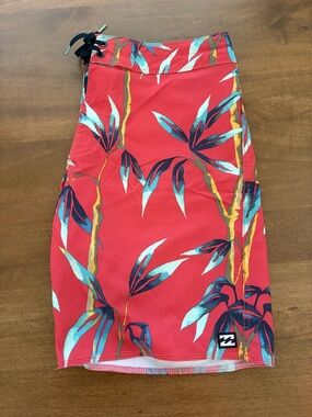 Billabong Red Tropical Print Recycler Sundays Pro Boardshorts